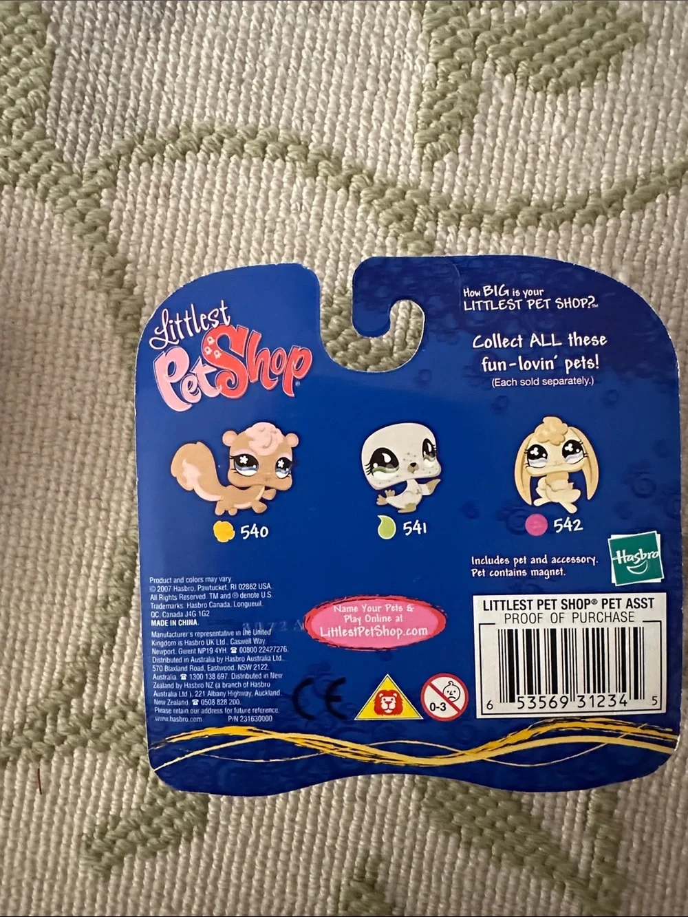 Littlest Pet Shop 2007 Cuddliest Squirrel #540 NIB